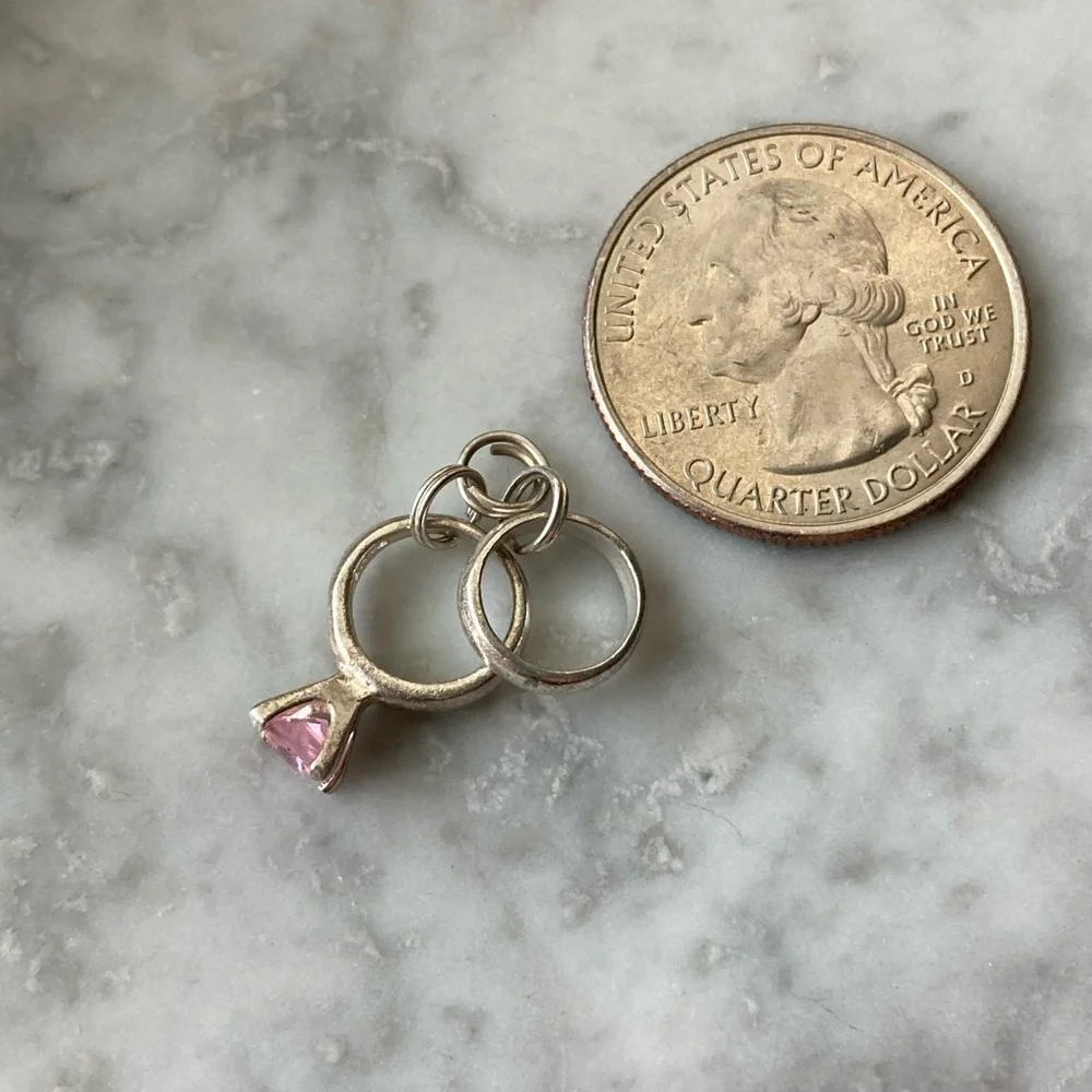 Sterling Wedding Ring Set Charm